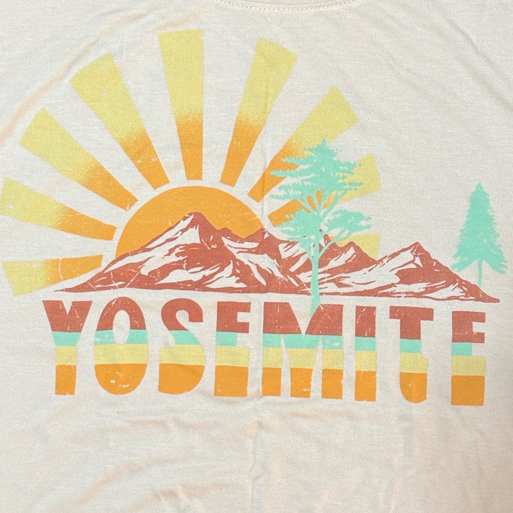 Sunset West NWOT Yosemite Short Cuffed Sleeves Tie Front Cream T-Shirt Size XL - Picture 5 of 7